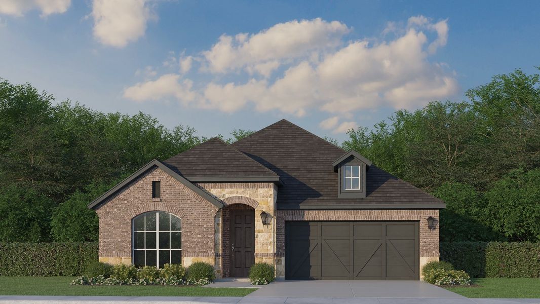 Plan 1522 Elevation A with Stone by American Legend Homes
