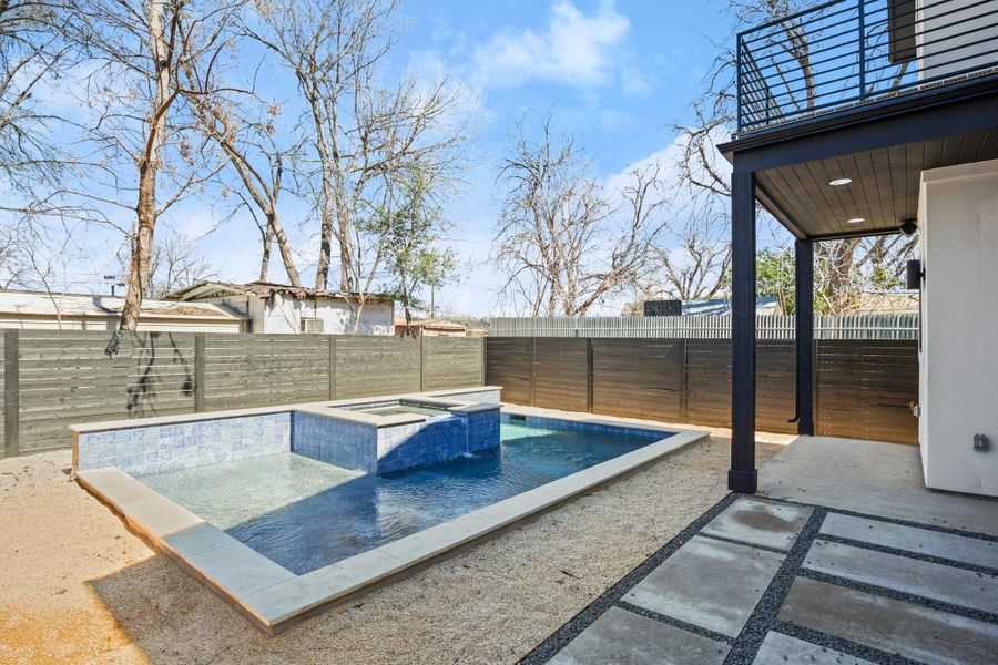 Pool with hot tub