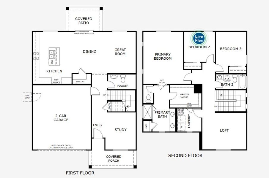 2D floor plan layout for the Antelope by Landsea Homes in Sunrise – Canyon Series, Surprise, AZ (Image 3). 2D floor plan layout for the Antelope by Landsea Homes in Sunrise – Canyon Series, Surprise, AZ (Image 3).