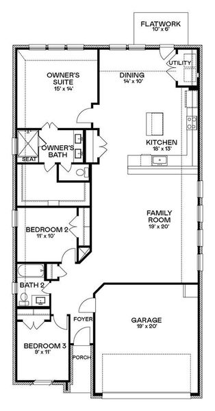 2D floor plan layout of this home in Samara: Bristol Collection, League City, TX (Image 2). 2D floor plan layout of this home in Samara: Bristol Collection, League City, TX (Image 2).