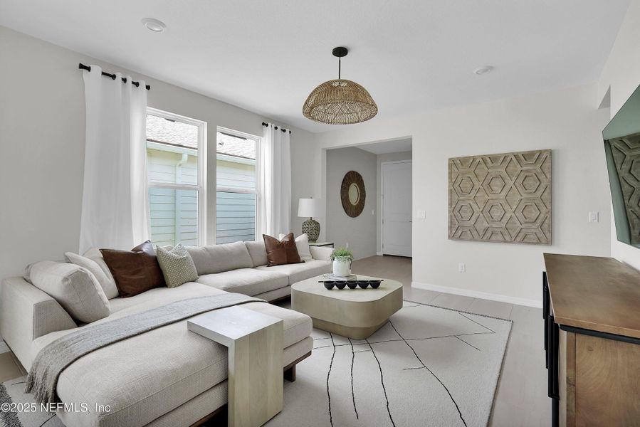 Furnished interior view inside a new home in Del Webb Wildlight, Yulee (Image 12).