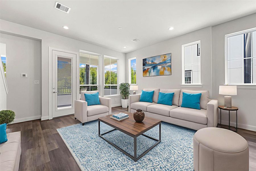 Furnished interior view inside a new home in The Corner At Buffalo Pointe, Houston (Image 15).