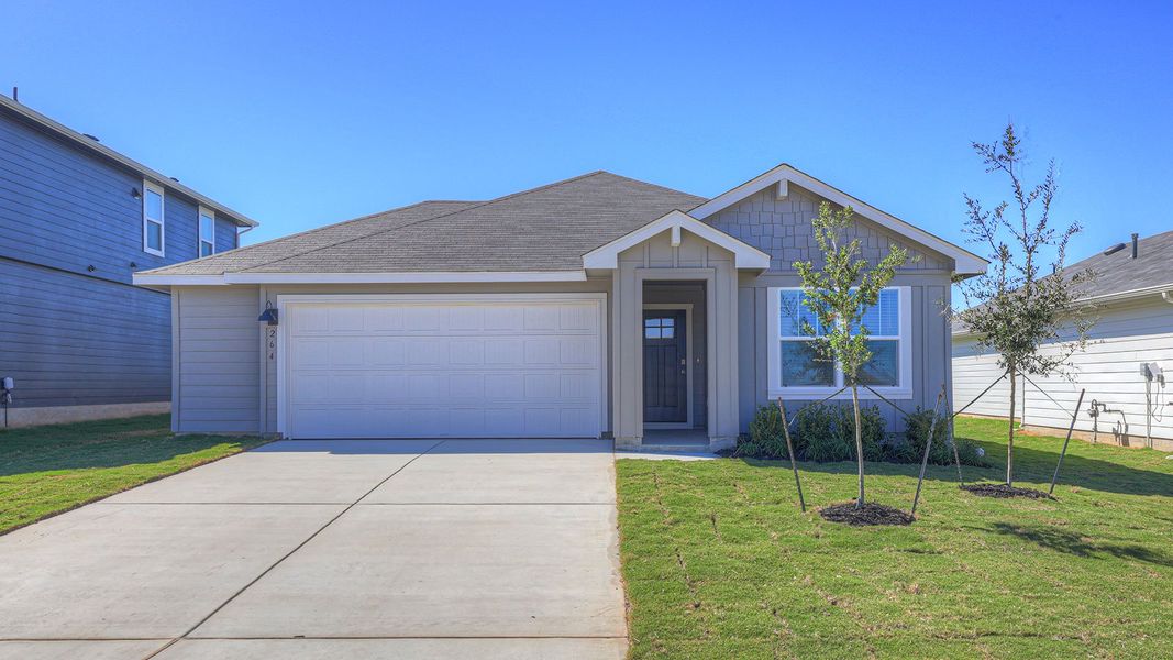 Representative exterior photo of a completed home built from the The Gaven by D.R. Horton in Paramount, Kyle, TX (Image 2). Representative exterior photo of a completed home built from the The Gaven by D.R. Horton in Paramount, Kyle, TX (Image 2).