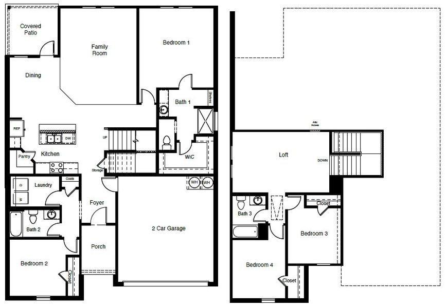 2D floor plan layout of this home in Townes Landing, Fort Worth, TX (Image 4).