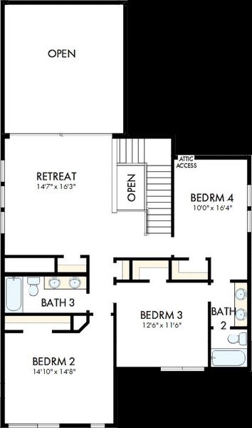 2D floor plan layout of this home in Jubilee - Reserve Collection, Hockley, TX (Image 3).