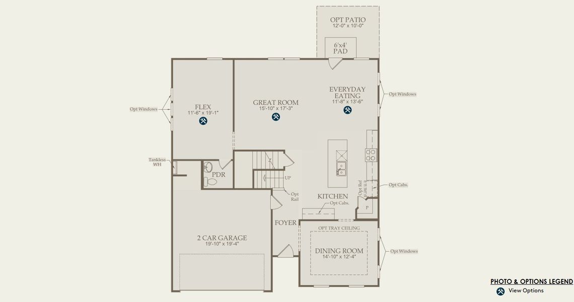 2D floor plan layout for the Mitchell by Pulte Homes in Wimberly, Angier, NC (Image 5).