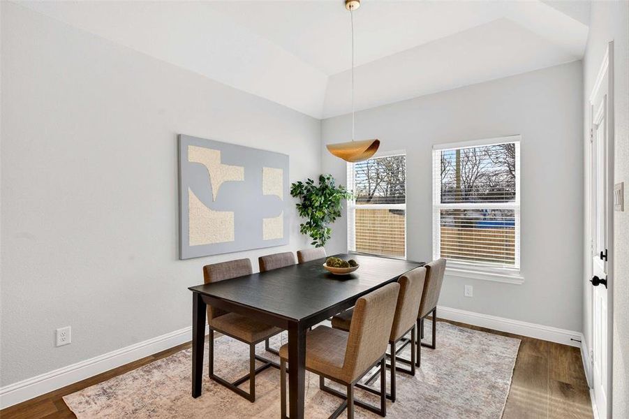 Dining room with wood finished floors