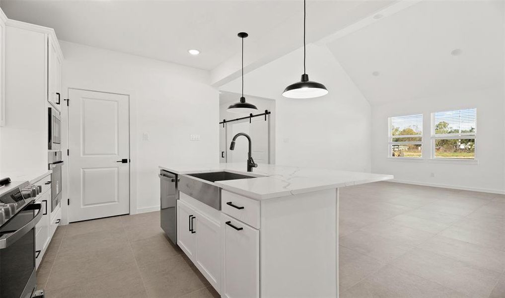 Charming farmhouse sink in kitchen