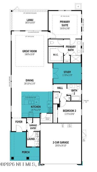 2D floor plan layout of this home in RiverTown, St. Johns, FL (Image 4). 2D floor plan layout of this home in RiverTown, St. Johns, FL (Image 4).