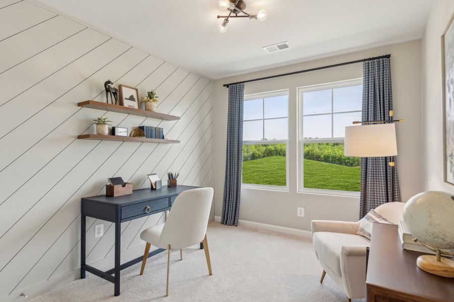 Representative furnished interior of a home built from the The Rutledge by Stanley Martin Homes in Essence at Trinity Townhomes, Columbia (Image 53).