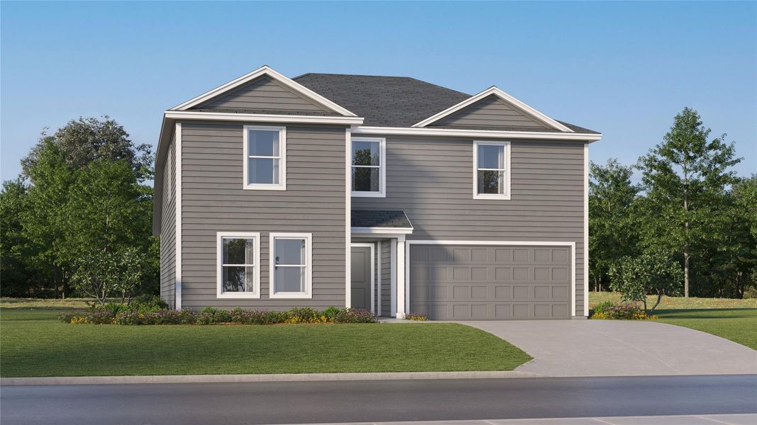 Front exterior of a new home in Firefly Pointe: Classic Collection, Hutto, TX, highlighting curb appeal (Image 2). Front exterior of a new home in Firefly Pointe: Classic Collection, Hutto, TX, highlighting curb appeal (Image 2).