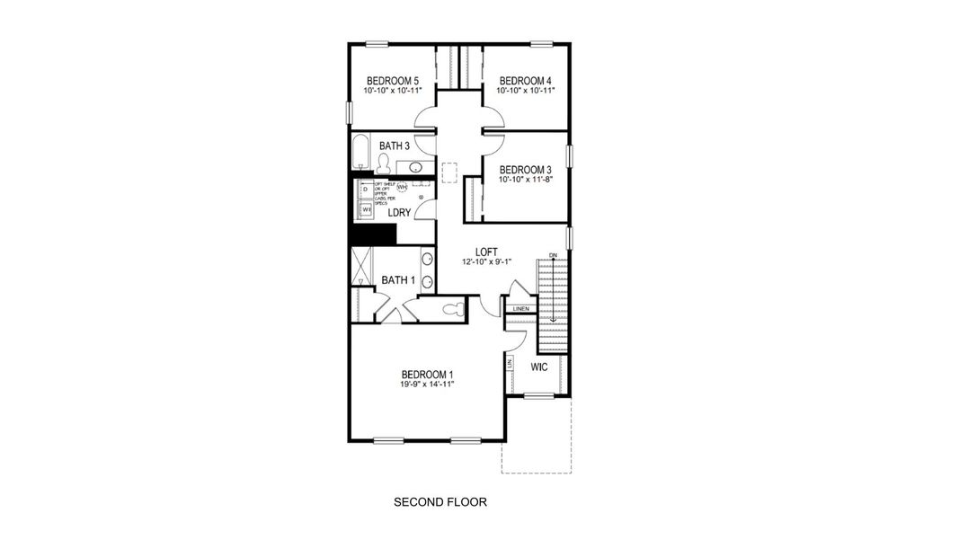 2D floor plan layout for the ELM by D.R. Horton in Prairie Song, Windsor, CO (Image 3).