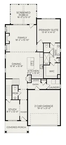 2D floor plan layout of this home in Wendell Falls, Wendell, NC (Image 4).