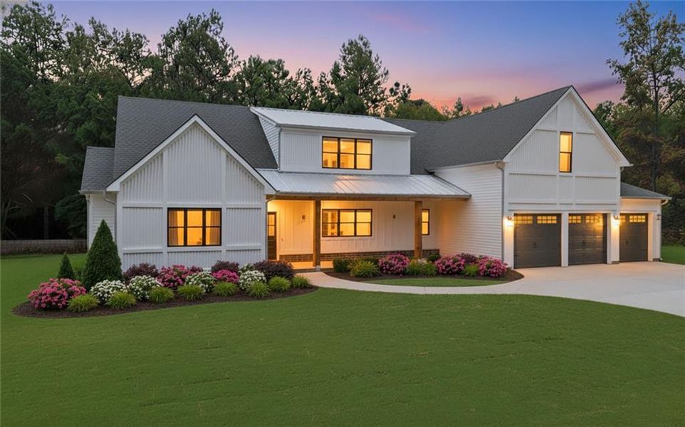 Front exterior of a new home in , Woodstock, GA, highlighting curb appeal (Image 10).