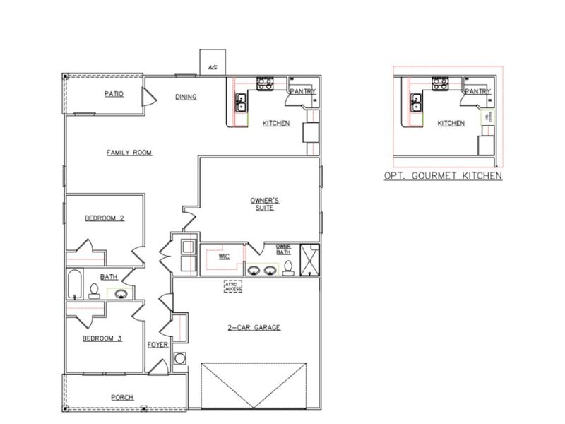 2D floor plan layout for the Carter - Single Family Homes by Dream Finders Homes in Crossvine Village, LaGrange, GA (Image 4).
