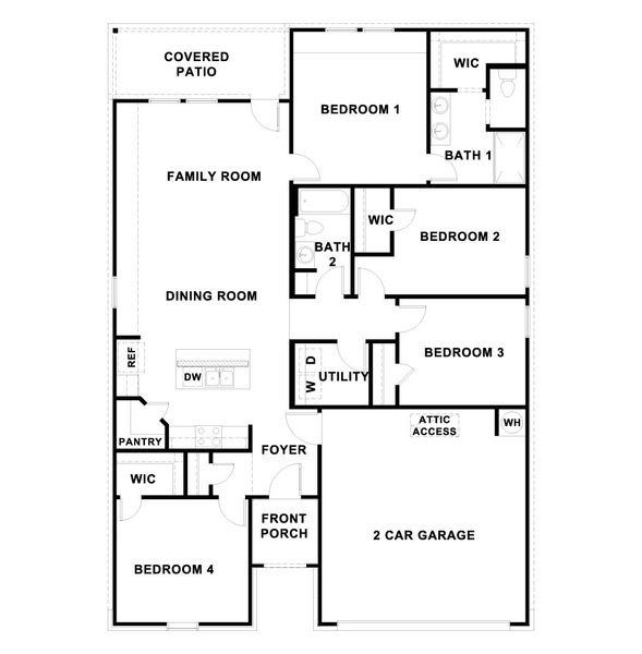 2D floor plan layout for the The Elgin by D.R. Horton in Thunder Rock, Marble Falls, TX (Image 3). 2D floor plan layout for the The Elgin by D.R. Horton in Thunder Rock, Marble Falls, TX (Image 3).