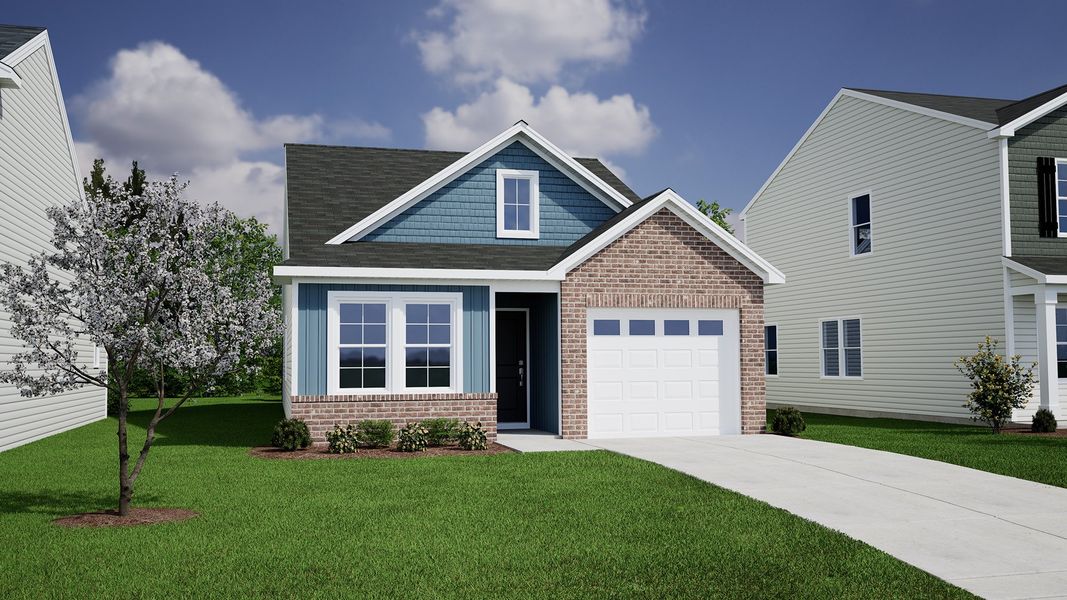 Representative exterior photo of a completed home built from the Baker - Genesis Value Collection by Mungo Homes in Bluefield, Lexington, SC (Image 16).