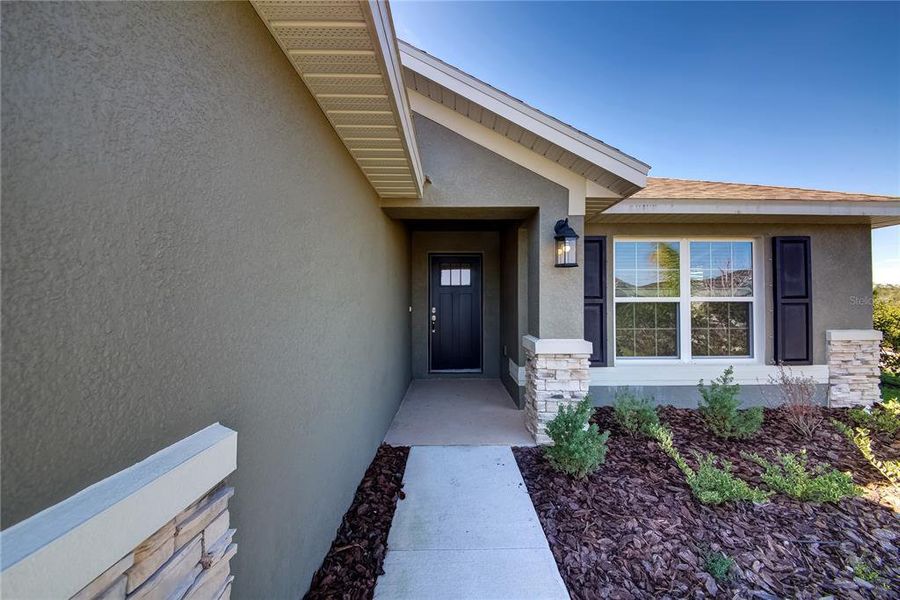 Exterior details and patio area of a home in Aviary at Rutland Ranch, Parrish (Image 3).