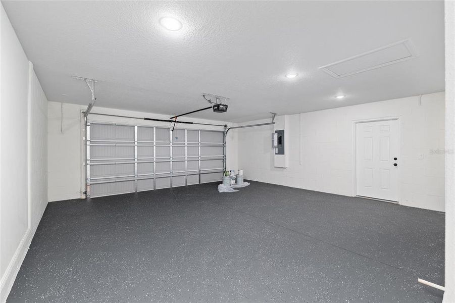 garage with painted epoxy floors