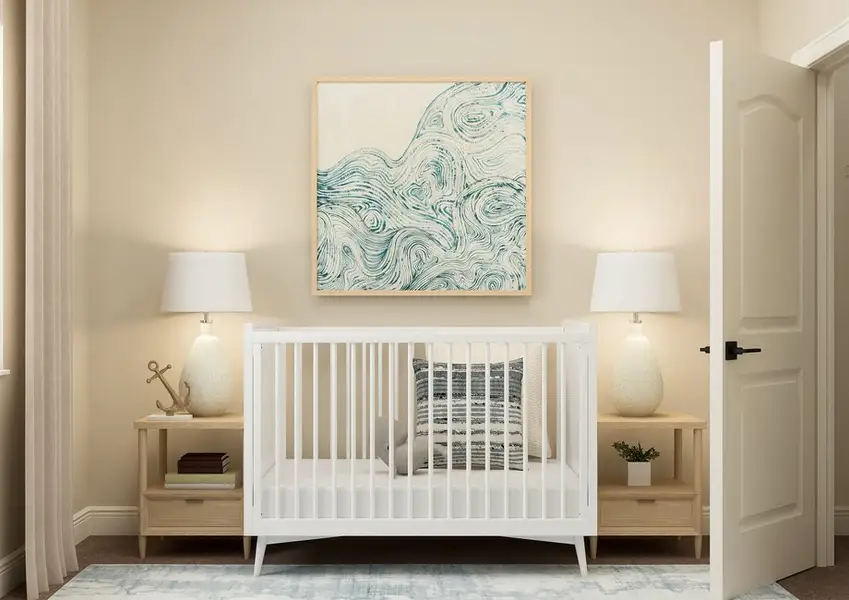 Rendering of a room being used as a nursery. Rendering of a room being used as a nursery.