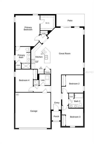 2D floor plan layout of this home in Creekside at Rutland Ranch, Parrish, FL (Image 3).
