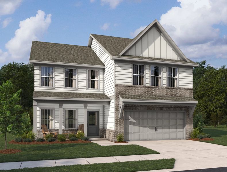 Representative exterior photo of a completed home built from the Buckley by Ashton Woods in Eastlyn Crossing - Single Family, Flowery Branch, GA (Image 6).