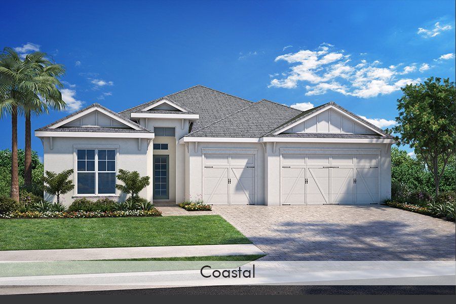 Representative exterior photo of a completed home built from the Fairlead by Homes by Towne in Shellstone at Waterside, Sarasota, FL (Image 2). Representative exterior photo of a completed home built from the Fairlead by Homes by Towne in Shellstone at Waterside, Sarasota, FL (Image 2).