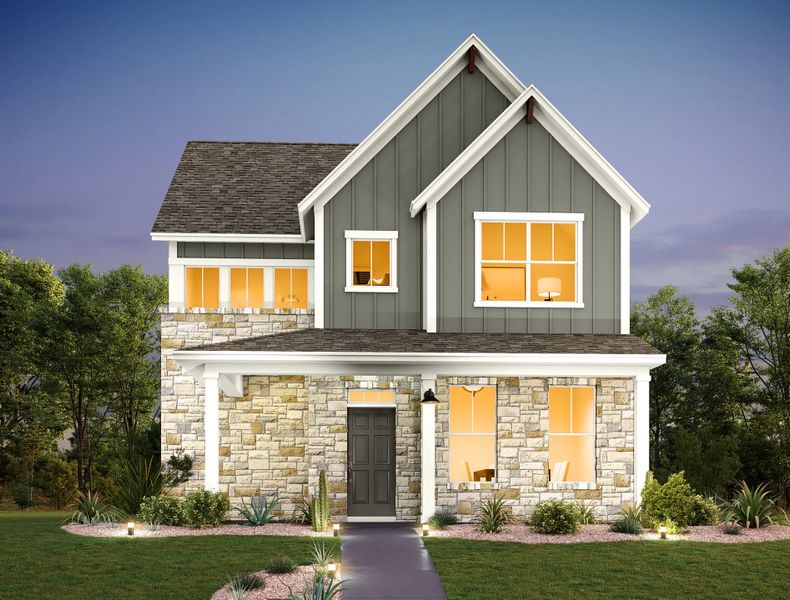 Representative exterior photo of a completed home built from the Cardinal by Ashton Woods in The Cottages at Lariat, Liberty Hill, TX (Image 18). Representative exterior photo of a completed home built from the Cardinal by Ashton Woods in The Cottages at Lariat, Liberty Hill, TX (Image 18).