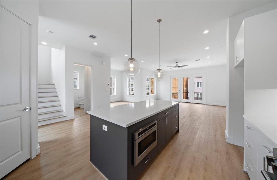 Another view from your kitchen, looking out toward your open concept living area.