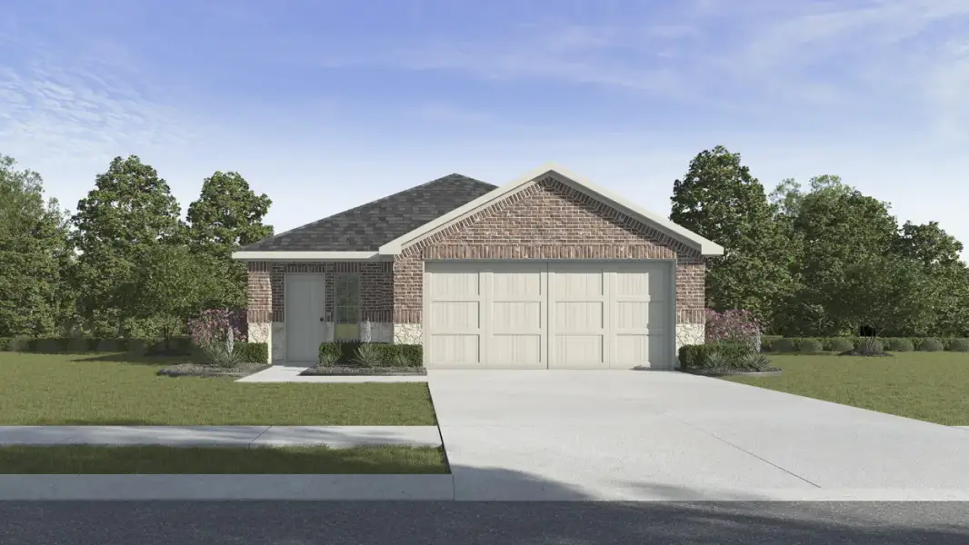 Front exterior of a new home in Wildcat Ranch, Crandall, TX, highlighting curb appeal (Image 1). Front exterior of a new home in Wildcat Ranch, Crandall, TX, highlighting curb appeal (Image 1).