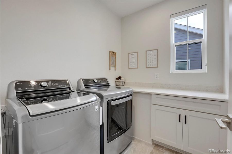 Convenient upper level laundry room