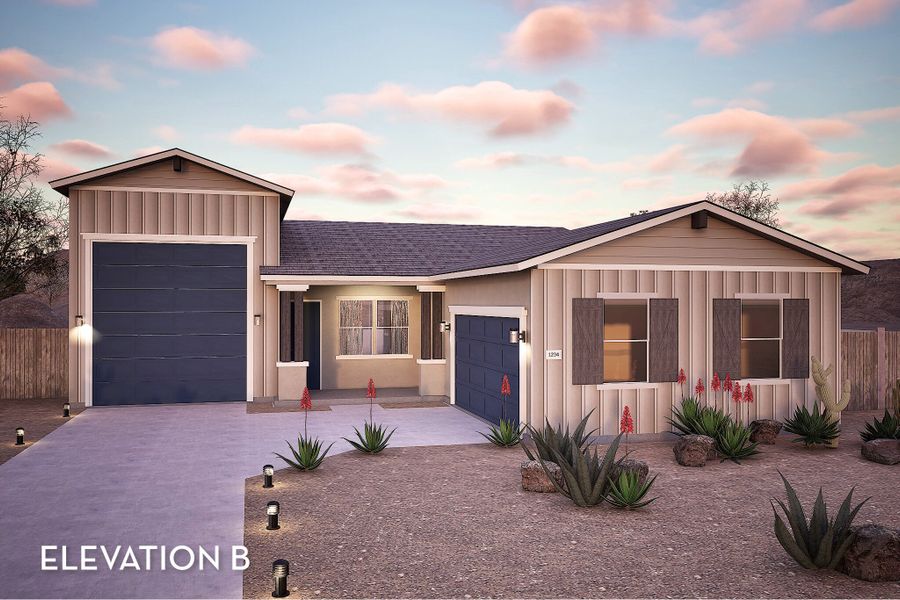Representative exterior photo of a completed home built from the Marana by CastleRock Communities in McCartney Center, Casa Grande, AZ (Image 2). Representative exterior photo of a completed home built from the Marana by CastleRock Communities in McCartney Center, Casa Grande, AZ (Image 2).