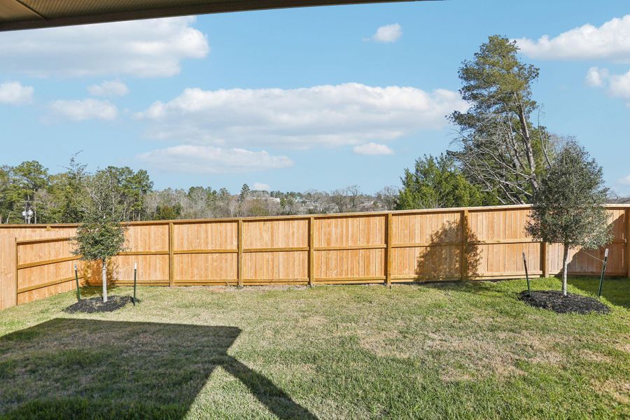 Exterior details and patio area of a home in Pine Lake Cove - Premier Series, Montgomery (Image 29).