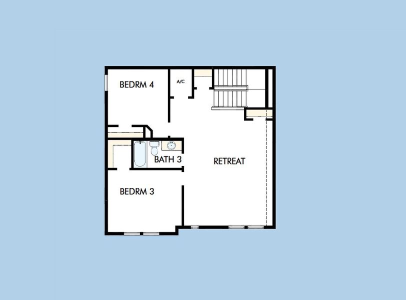 2D floor plan layout for the The Tomwood by David Weekley Homes in The Preserve at Laurelton – The Haven Collection, Green Cove Springs, FL (Image 4). 2D floor plan layout for the The Tomwood by David Weekley Homes in The Preserve at Laurelton – The Haven Collection, Green Cove Springs, FL (Image 4).