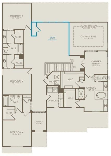 2D floor plan layout of this home in Willow Ridge, Montverde, FL (Image 4).