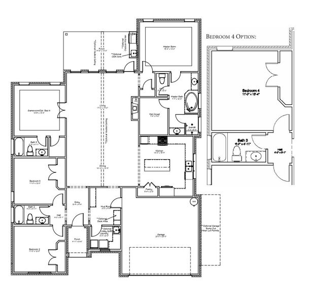 2D floor plan layout for the The Ashley by Reece Homes in Traditions, Bryan, TX (Image 4).