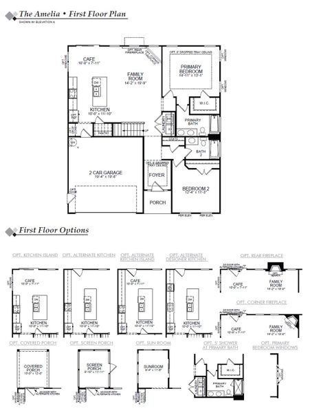 2D floor plan layout for the Amelia by Eastwood Homes in Kilburne Village, Greensboro, NC (Image 3).
