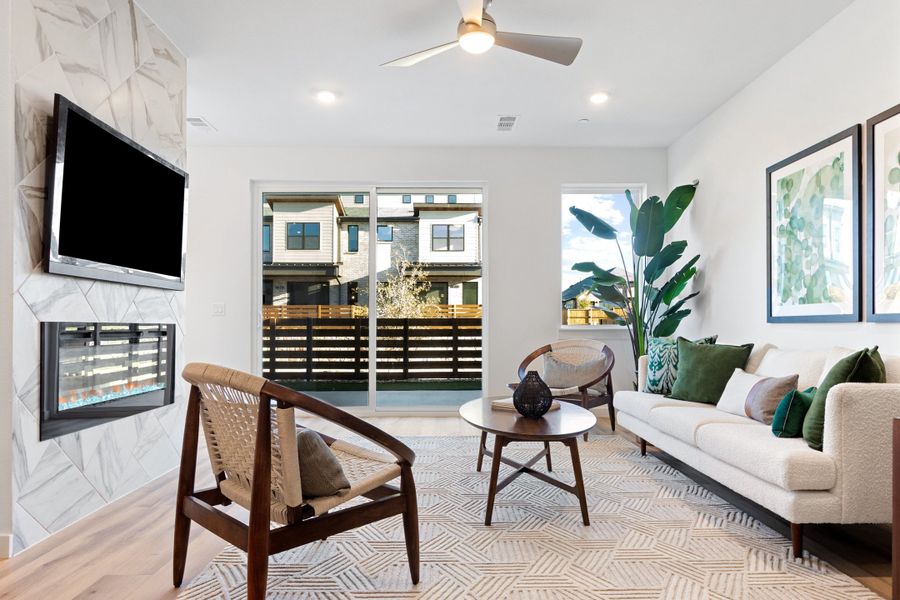 Representative furnished interior of a home built from the Elm (RE) by Grenadier Homes in Wildridge, Oak Point (Image 4).