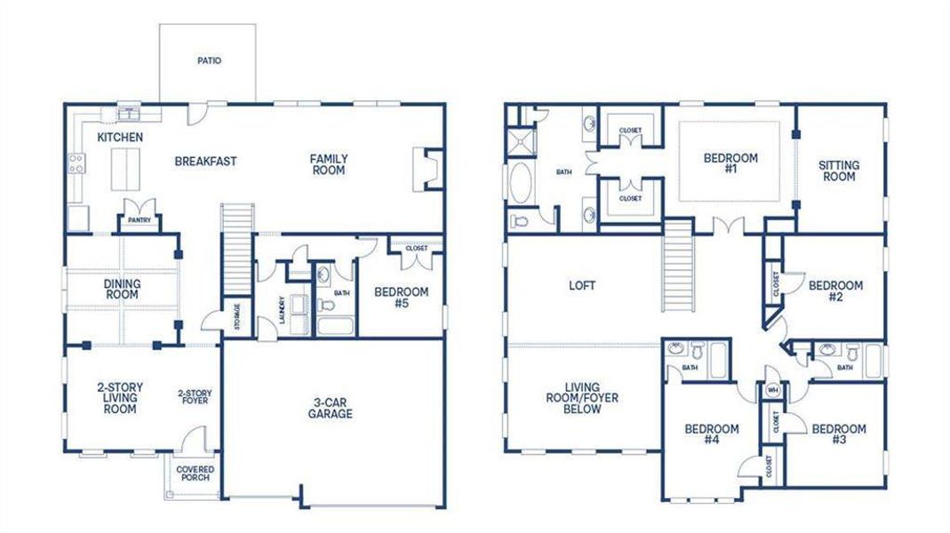 2D floor plan layout of this home in Heritage Pointe, Senoia, GA (Image 2).