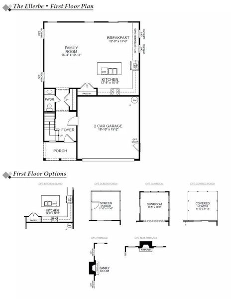 2D floor plan layout of this home in Parker's Preserve, Ridgeville, SC (Image 3).