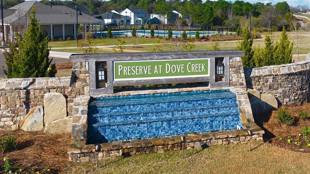 Front exterior of a new home in Preserve at Dove Creek, Statham, GA, highlighting curb appeal (Image 25).