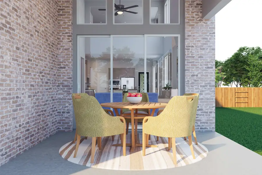 Exterior details and patio area of a home in Trillium, Richmond (Image 2). Exterior details and patio area of a home in Trillium, Richmond (Image 2).