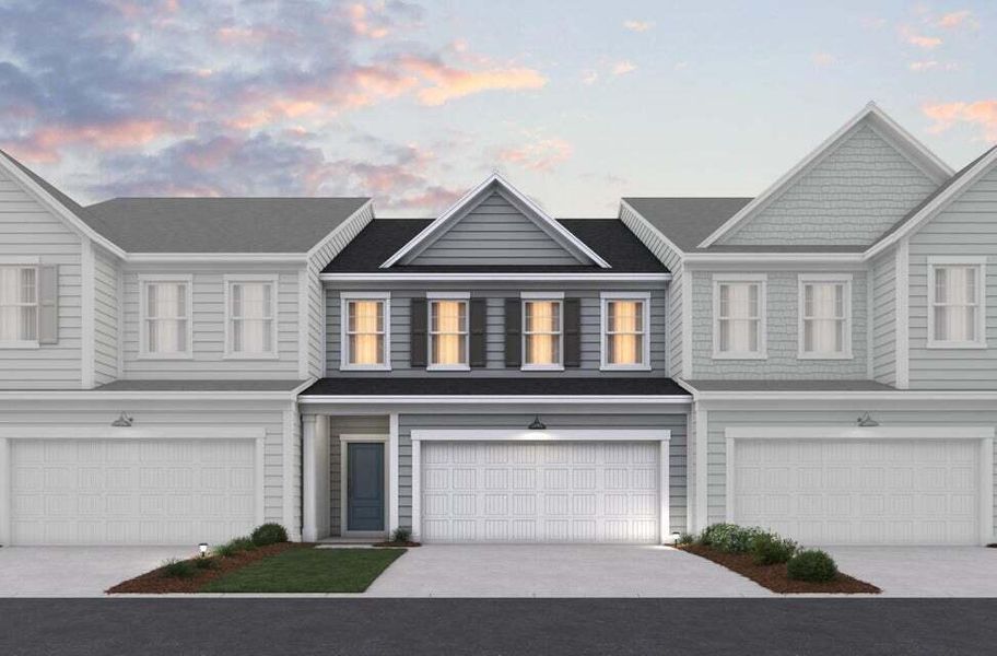 Front exterior of a new home in Ashley Walk Townes, Charleston, SC, highlighting curb appeal (Image 2). Front exterior of a new home in Ashley Walk Townes, Charleston, SC, highlighting curb appeal (Image 2).