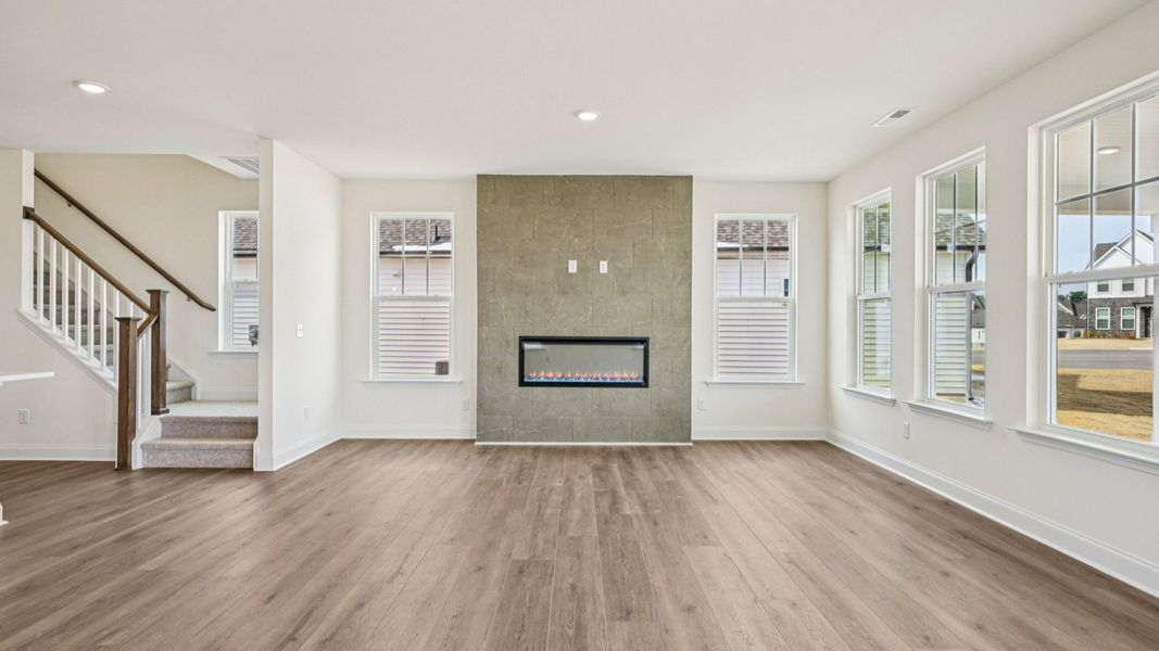 Representative furnished interior of a home built from the Juniper by DRB Homes in Sidney Creek Single Family, Zebulon (Image 6). Representative furnished interior of a home built from the Juniper by DRB Homes in Sidney Creek Single Family, Zebulon (Image 6).