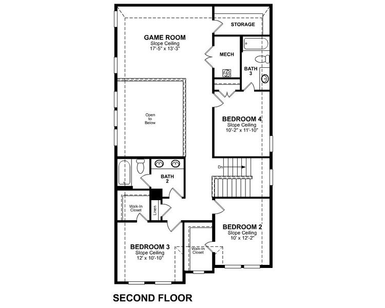 2D floor plan layout for the Marathon by Beazer Homes in Treeline, Justin, TX (Image 4).