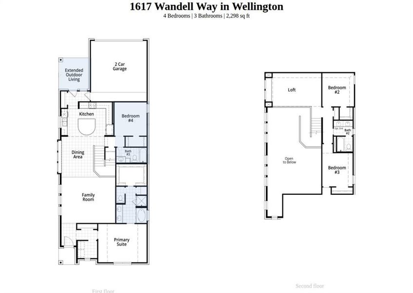 2D floor plan layout of this home in Wellington, Haslet, TX (Image 3).