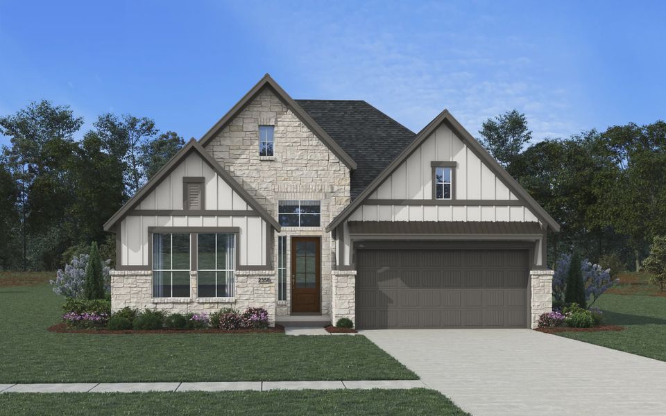 Representative exterior photo of a completed home built from the Mariah by Chesmar Homes in Nolina, Georgetown, TX (Image 2). Representative exterior photo of a completed home built from the Mariah by Chesmar Homes in Nolina, Georgetown, TX (Image 2).