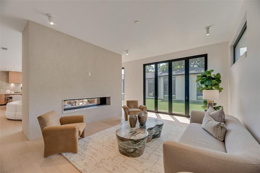 Living room featuring light wood-type flooring