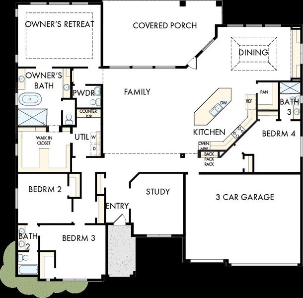 2D floor plan layout of this home in Northshore at Lakewood Village - Garden Series, Lakewood Village, TX (Image 5).