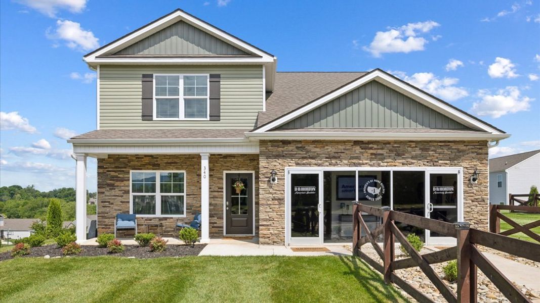 Representative exterior photo of a completed home built from the Salem by D.R. Horton in The Hideaway at Fox Meadows, Bluff City, TN (Image 1).